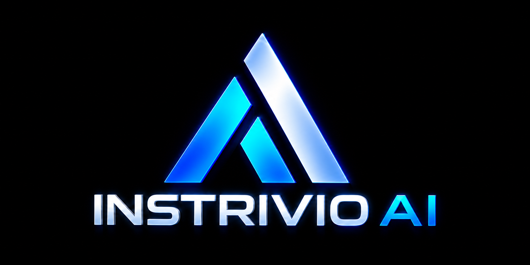Instrivio AI logo: an angular blue and silver symbol above the company name